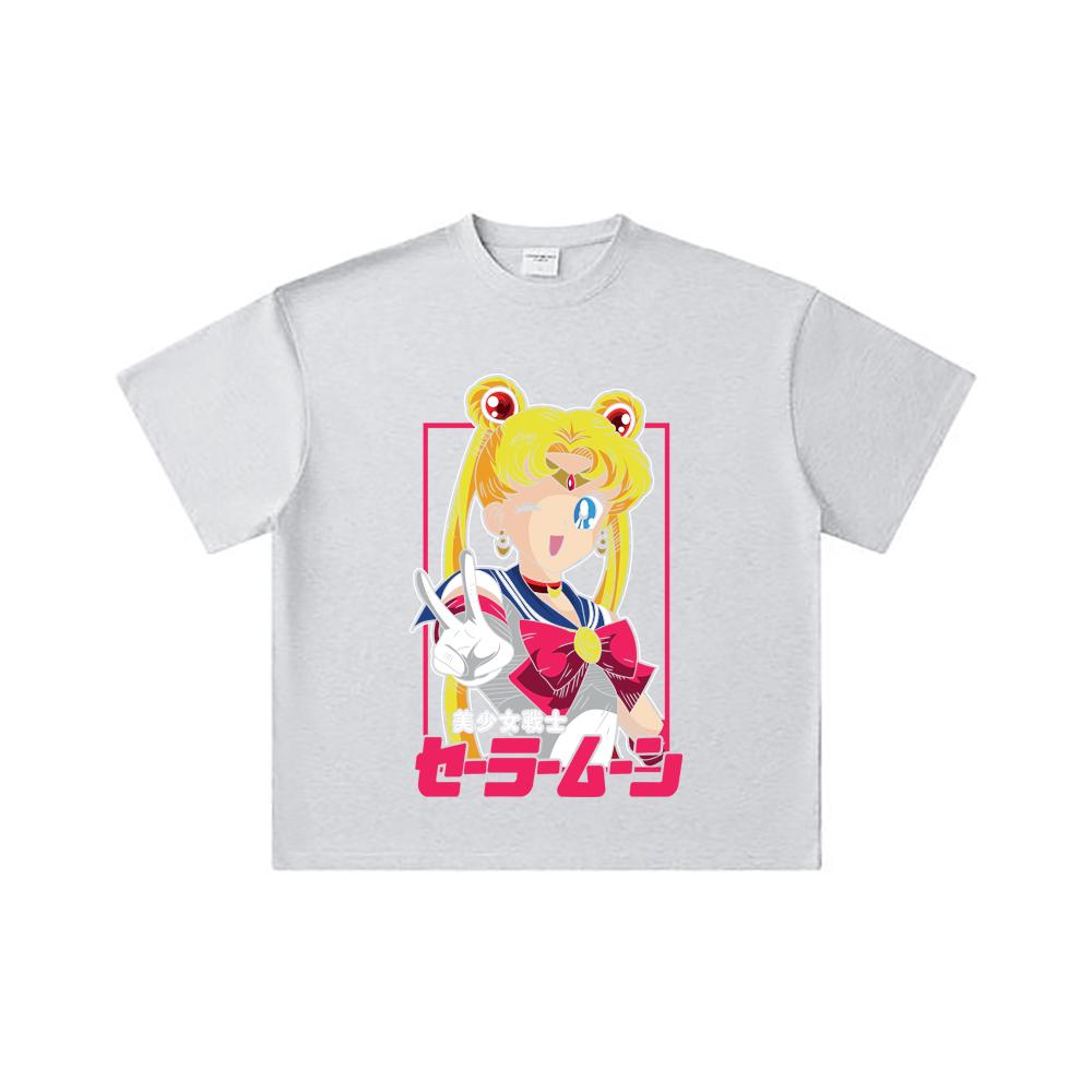 Хлопковая футболка унисекс с принтом Minako из Sailor Moon V9, 260 г/м², двойная пряжа, 32 нити, 100% хлопок, плотная