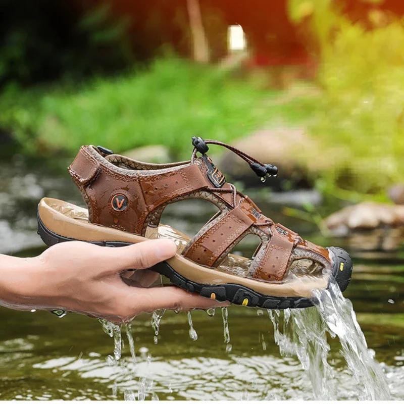 Новые мужские сандалии 2024 года, мужская обувь для активного отдыха, летние дышащие мужские сандалии, модные сандалии, тапочки, большой размер 38-48, Zapatos