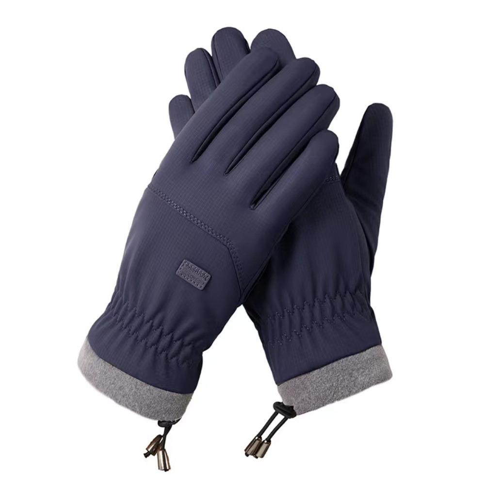 Soft Male Anti-cold Mittens Drawstring Rope Waterproof Mittens Skiing Gloves Outdoor
