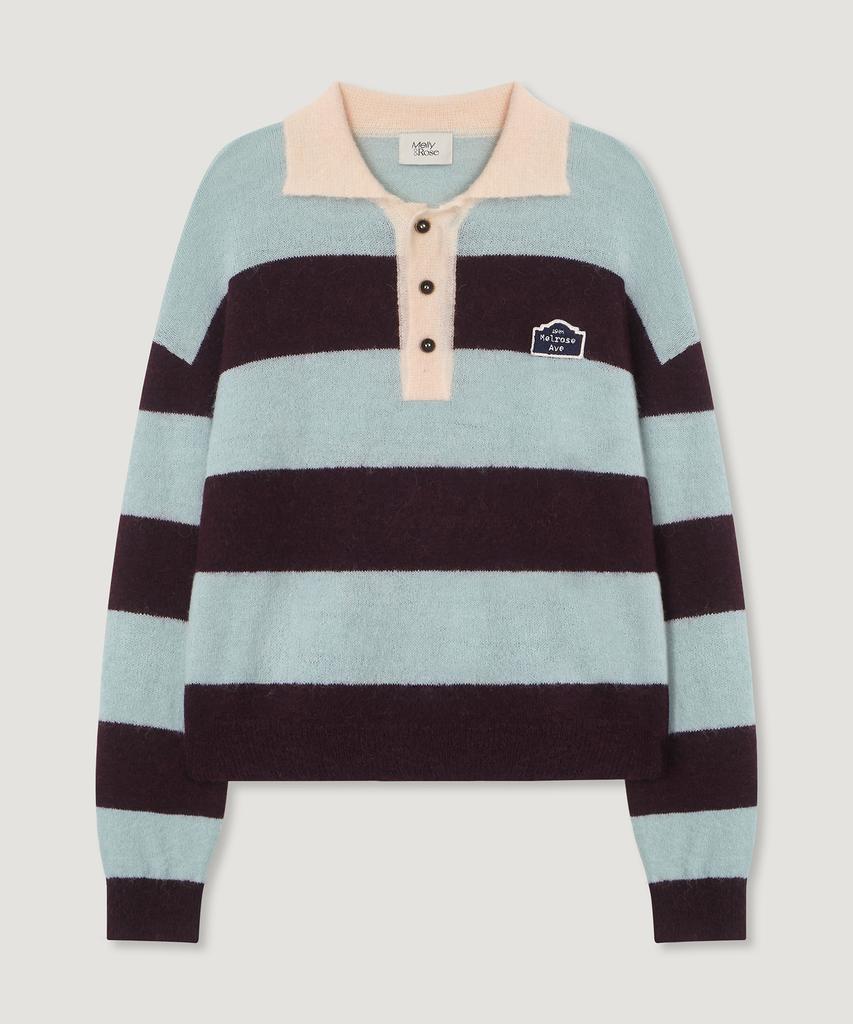 MELLY&ROSE Sunset Wide Stripe Polo Knit (310254)_Mint