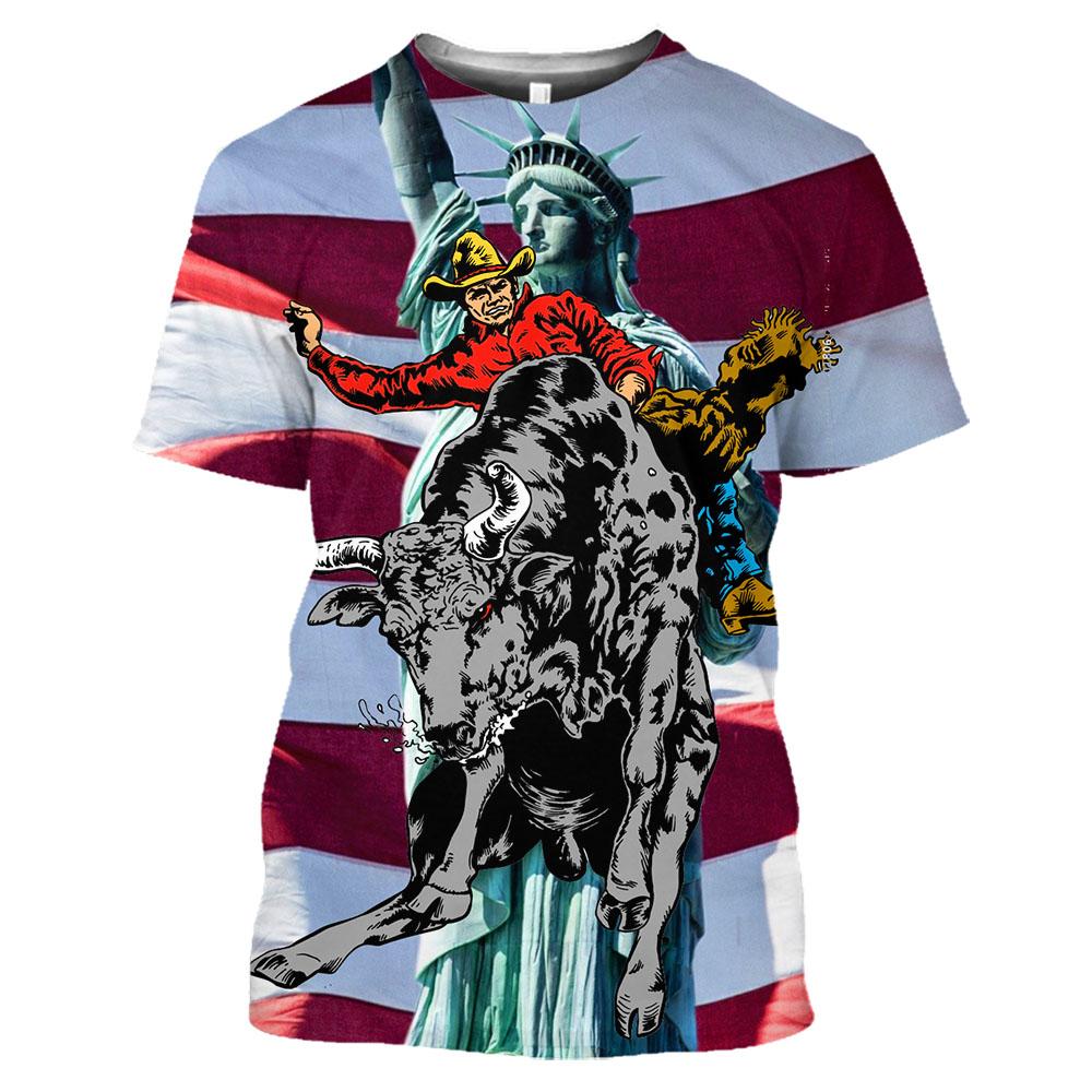 Футболка с принтом «Испанская коррида», 3D летние мужские рубашки с короткими рукавами и модной мужской одеждой с изображением животных, топы