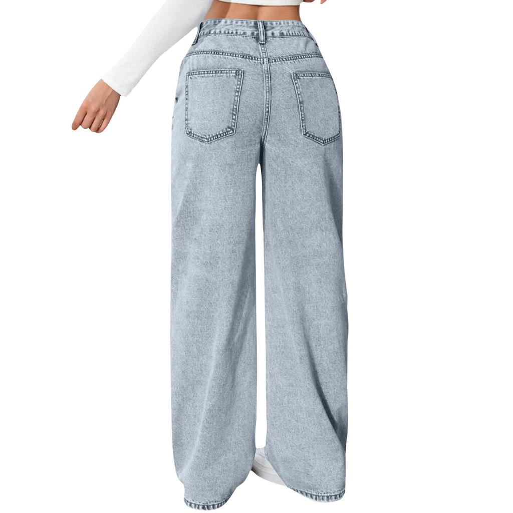 Женские высокие прямые широкие повседневные свободные джинсы