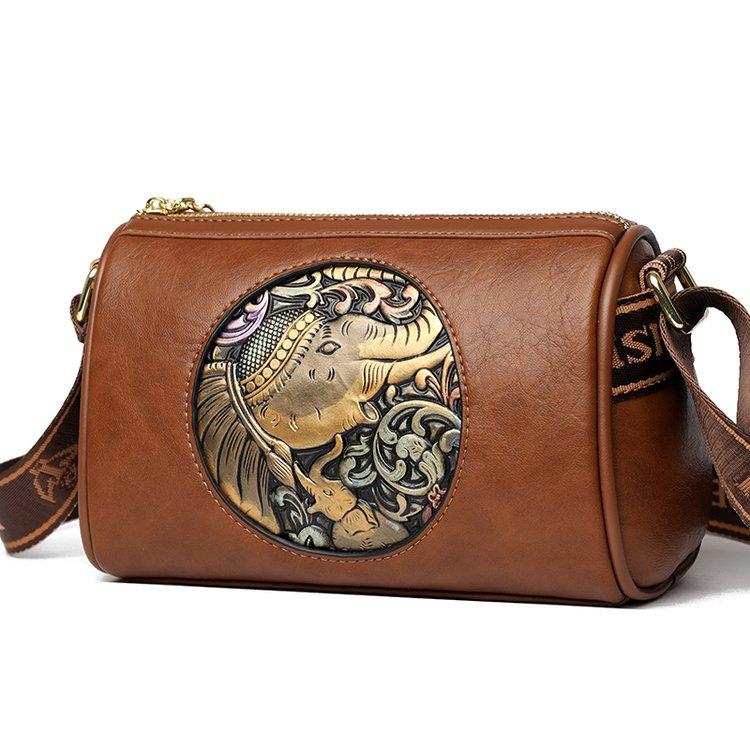 Женская сумка, женская сумка 2024 года, новинка литературного и национального стиля, модная сумка для матери с тиснением, модная повседневная сумка через плечо