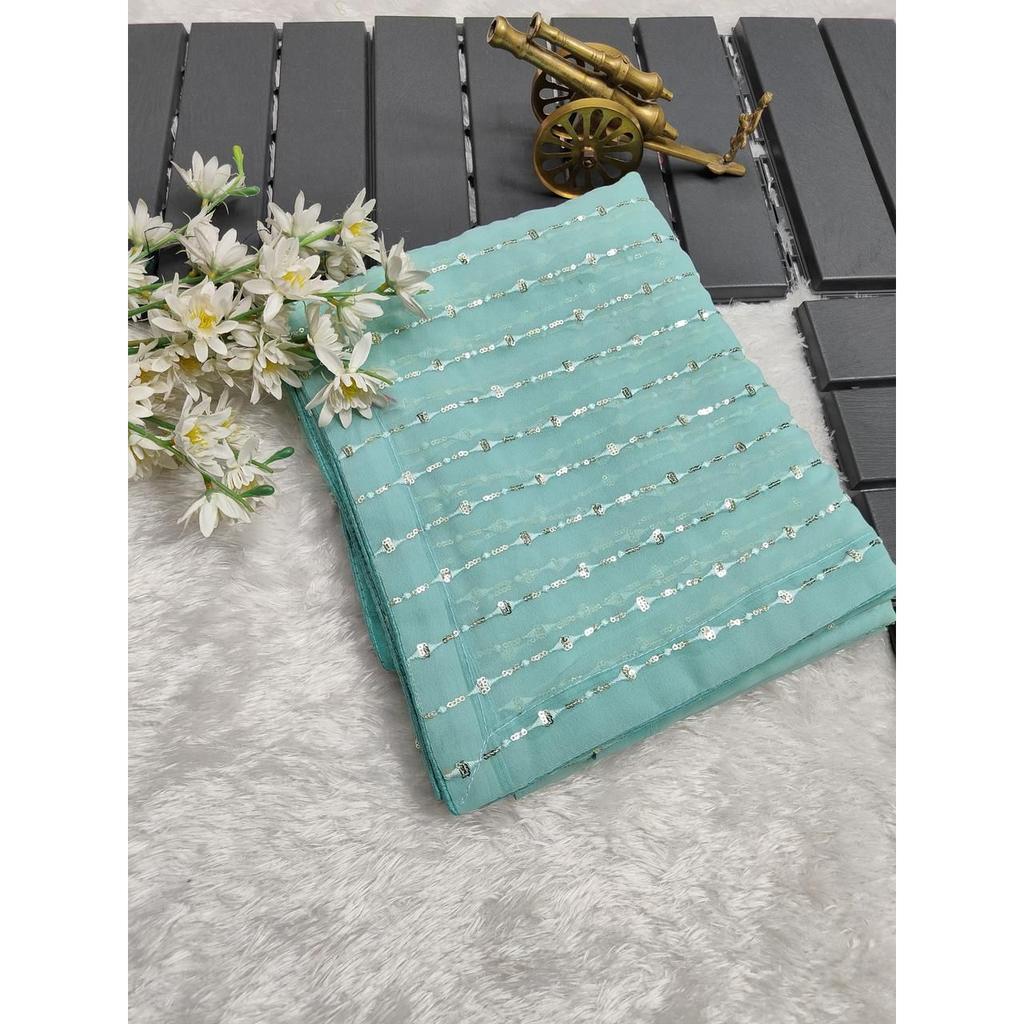 Плотный жоржет с вышивкой, с кружевной каймой с обратной стороны*