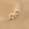 S925 Silver Pearl Flower Stud Earrings: Elegant French Luxury Rhinestone Design for Women