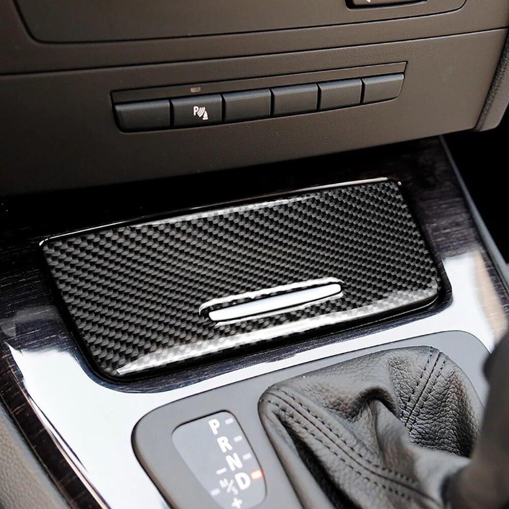 Carbon Fiber Car Storage Box Panel Trim Cover Decor Sticker Interior For BMW E90 E92 E93 3 Series 2005-2012 Auto Accessories