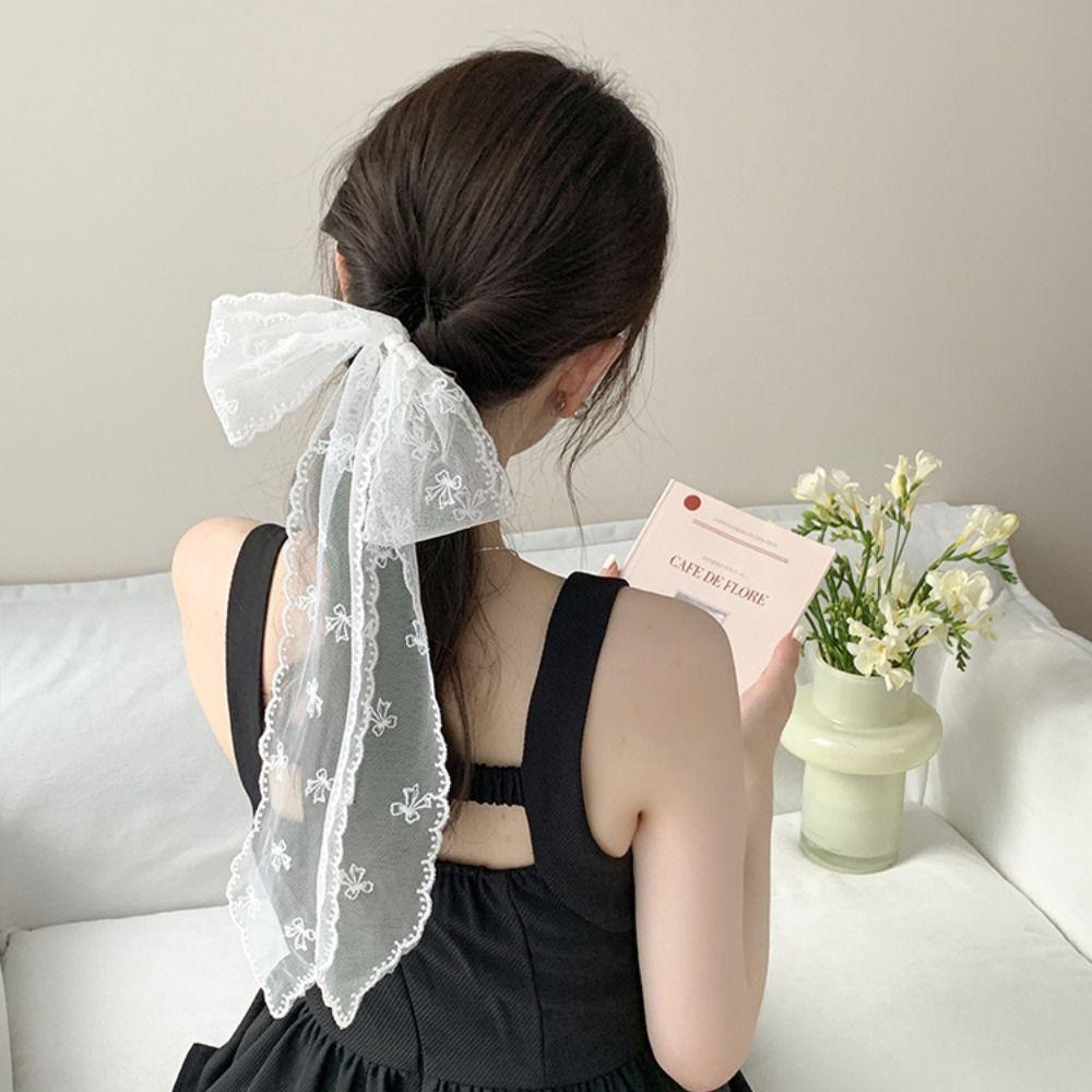 Soft Wrap Sweet Bow Headband Adjustable Ribbon Hair Strap Hair Accessories Lace Hair Scarf Beach