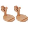 2SETS Wood Smartphone Stand Desktop Cellphone Holder Stands Wooden Phone Holder  House Ornament