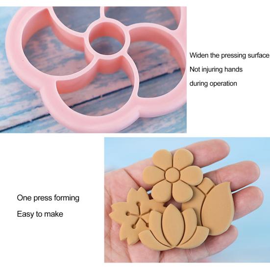8Pcs/Set 3D Flower Shape Cookie Cutters Plastic Biscuit Mold Cookie Stamp DIY Fondant Cake Mould Baking Pastry Bakeware Kitchen Supplies