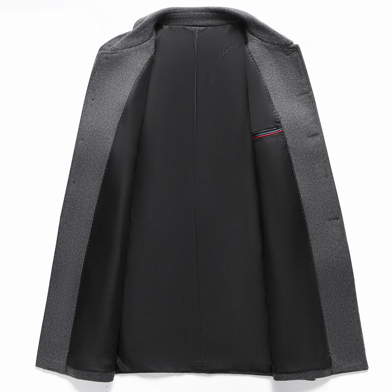 Autumn and Winter New Men's Coat Long Knee Lapel Trench Coat Men's Middle-aged Business Casual Woolen Coat Coat