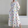 Женское платье Commuter Fashion POLO с воротником-поло, подкладкой, длинными рукавами, эластичным поясом, свободное платье