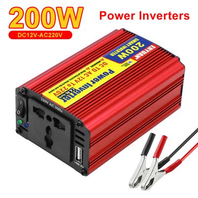 Адаптер-преобразователь из прикуривателя DC 12V в AC 220V, с портом USB-зарядки, 200 Вт, Универсальная розетка AC, Автомобильный инвертор питания