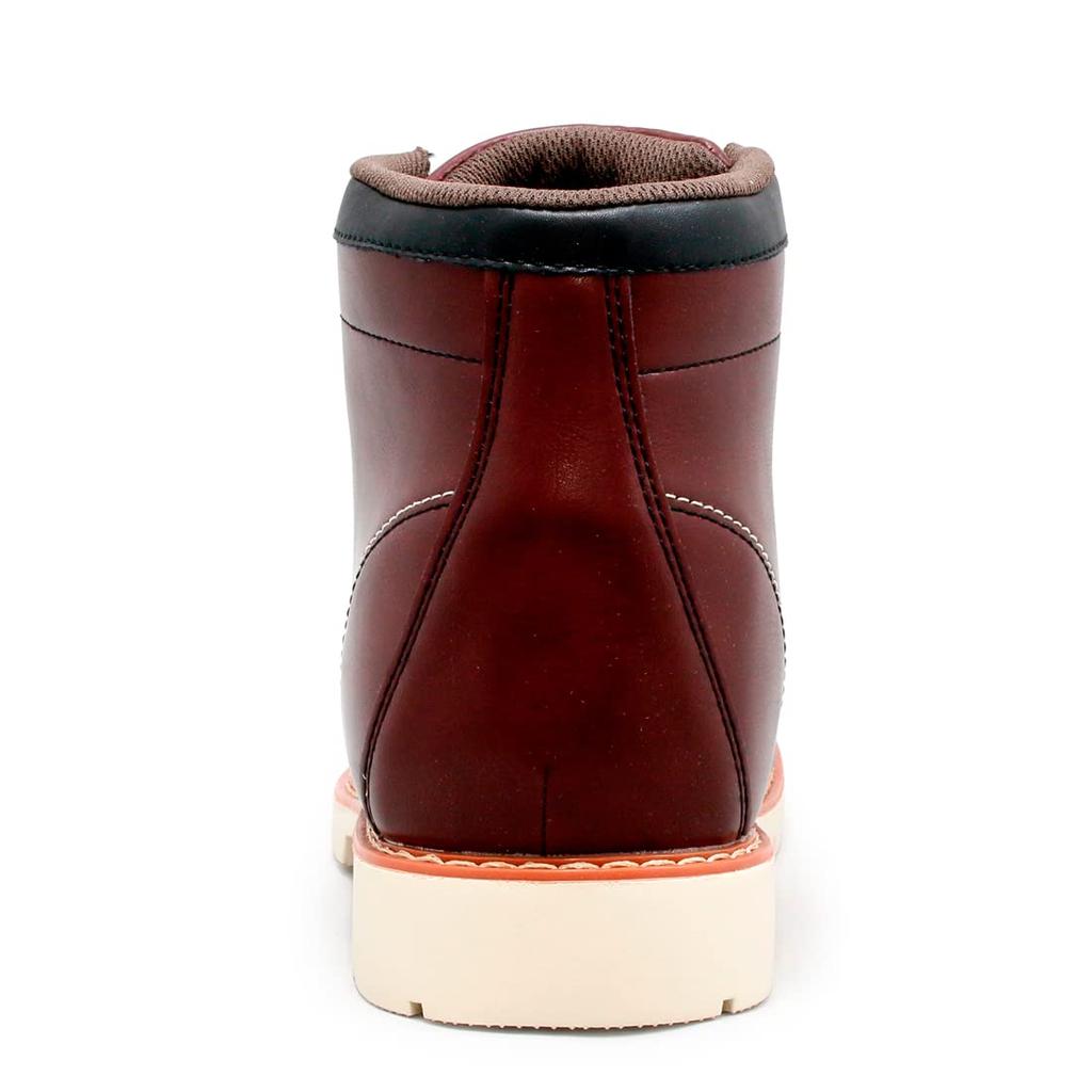 Edwin Waterproof Work Short Moccasin Boots with Moc PU Size Men's Boots, Toe, Leather, Non-Slip, Color Wine, EDM8700, 26.5cm