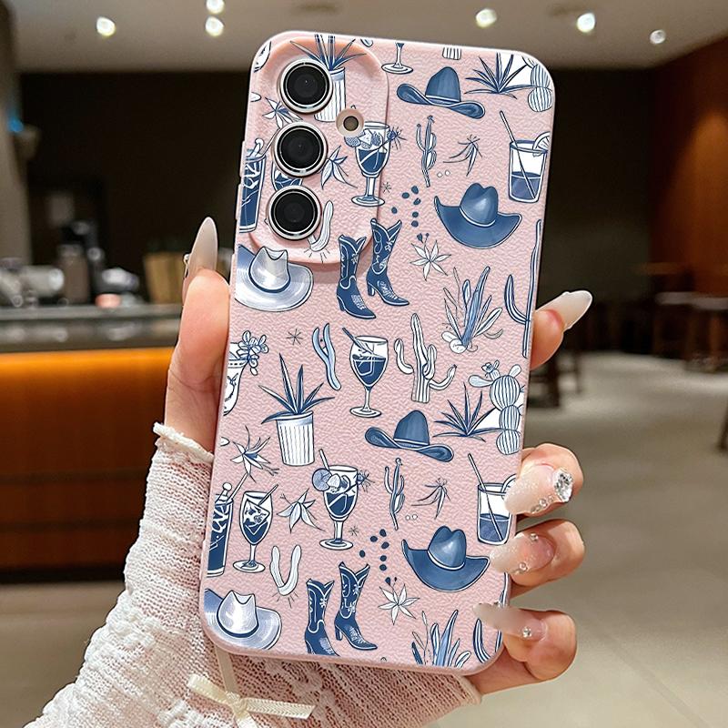 Синий Чехол для Телефона с Рыбой и Китом, Океан, Для Samsung S26 S25 S24 Ultra S23 S22 S21 FE A15 A16 A17 A35 A36 A37 A54 A55 A56 A57 5G, Кожаная Текстура, Мягкая Крышка