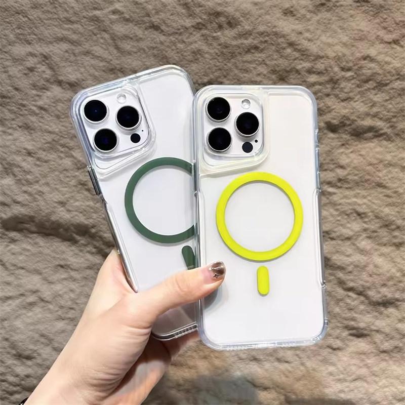 Роскошный беспроводной зарядный Magsafe прозрачный чехол для iPhone 15 16 14 13 11 12 Pro Max Plus 11 магнитный противоударный мягкий бампер