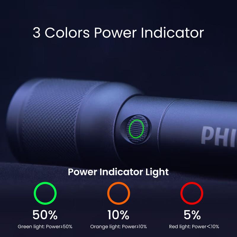 Philips Flashlight SFL6168 High Lumens Type-C Rechargeable Waterproof Zoom Adjustable Focus Portable Handheld Torch for Camping Outdoor Emergency