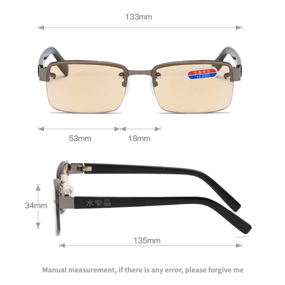 New Retro Rimless Crystal Ultra Light Presbyopic Glasses Hd Anti Blue Light Comfortable Reading Glasses +100-+400