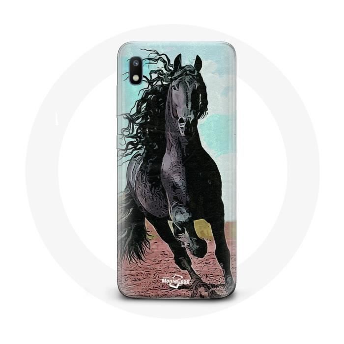 Coque - Samsung - Galaxy A10 - Souple - Noir - Cheval Frison