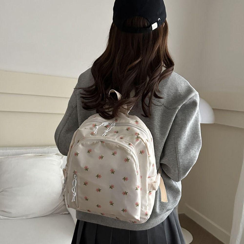 Small Size School Bag Korean Styles Girls Handbag Casual Women Floral Backpack Daily Use