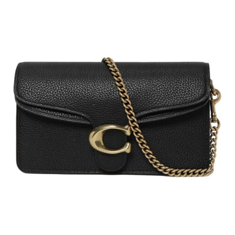COACH Tabby Polished Pebbled Leather Shoulder Bag, Crossbody Bag Mini Women's Black 76197-B4BK