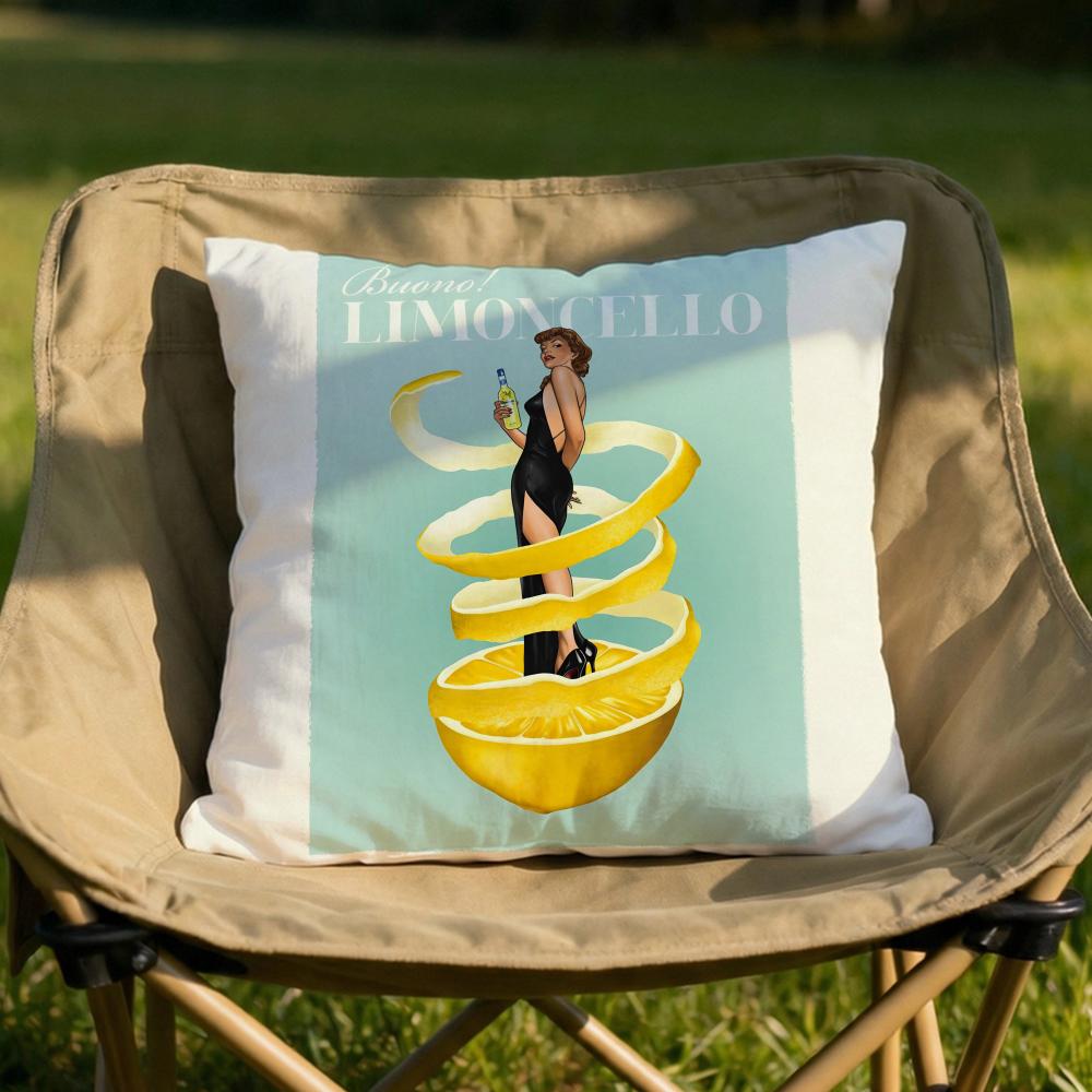 Limoncello Cocktail Cushion Cover Soft Reversible  Durable Pillow Cover  MultiScene Use for Home  Car Daily Comfort