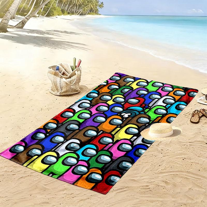 Among Us Print Beach Towel, Large Soft Quick Dry Towel for Beach Camping Swimming