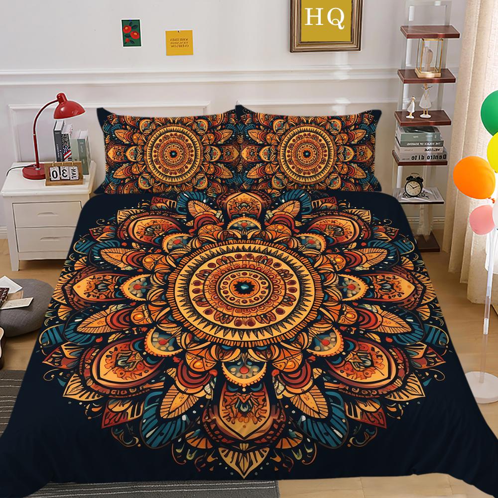 Mandala Printed Home Textiles Full Size Polyester Bed Clothes Woman Girl High Quality Comforter Cover Sets