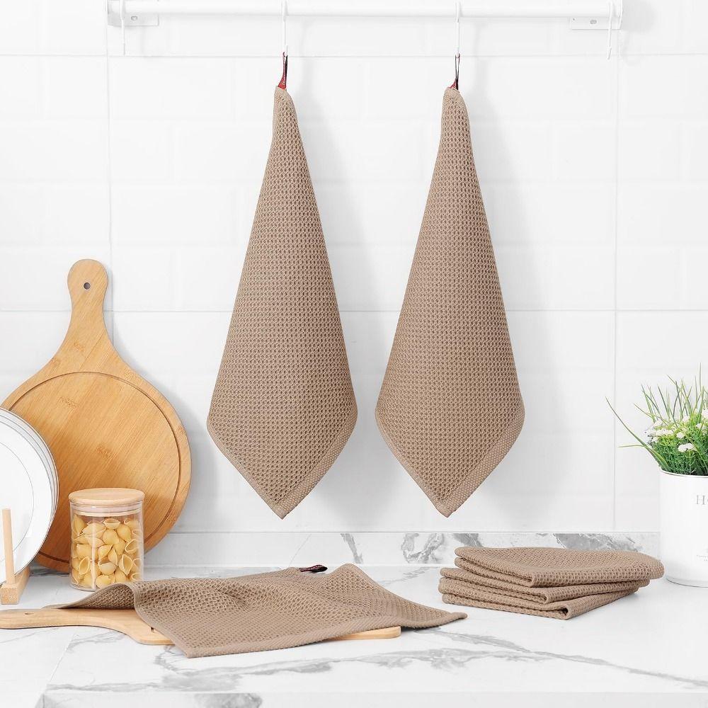 Мягкие и впитывающие хлопковые кухонные тряпки Быстросохнущие 12 x 12 дюймов Тряпки Вафельное плетение Полотенца Кухня