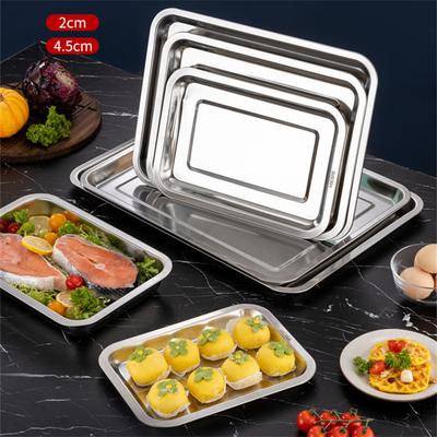 Кухня Нержавеющая сталь Утолщенный поднос для хранения продуктов Прямоугольный Блюдо для сосисок и фруктов Металлическая посуда для отеля Формы для выпечки Кондитерские формы Тарелка