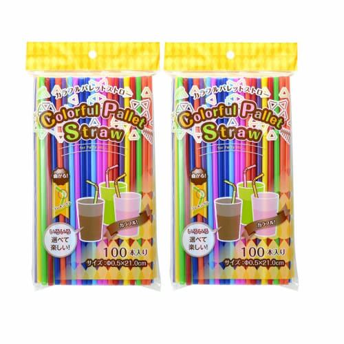 Strix Design Цветная палитра Гибкие трубочки, 200 штук (2 x 100 соломинок), 21см, 8 цветов, MB-261
