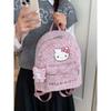 Cute Cartoon Hello Kitty Cat Backpack With Leopard Print Pu Material For Daily Use And Storage