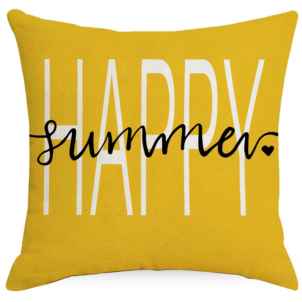 Spring and Summer Daisy Flowers Printed Linen Pillowcase Simple Gray Home Living Room Bedroom Decoration Pillowcase