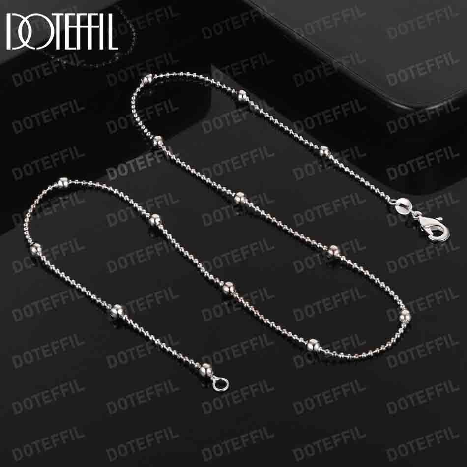 Ожерелье из бисера из стерлингового серебра 925 пробы длиной 40-60 см. Модные свадебные украшения.