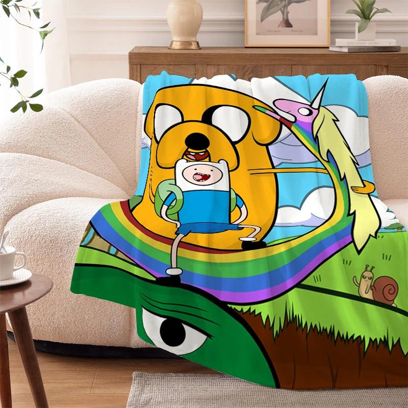 Fluffy Soft Blankets King Size A-Adventures Time Microfiber Bedding Warm Sofa Knee Fleece Camping Nap Flannel Double Bed Blanket