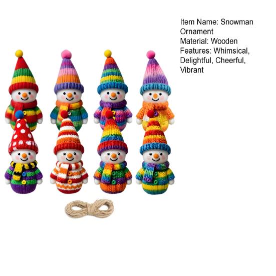 8 шт. Рождественские украшения в виде снеговика для елки, деревянный снеговик в свитере