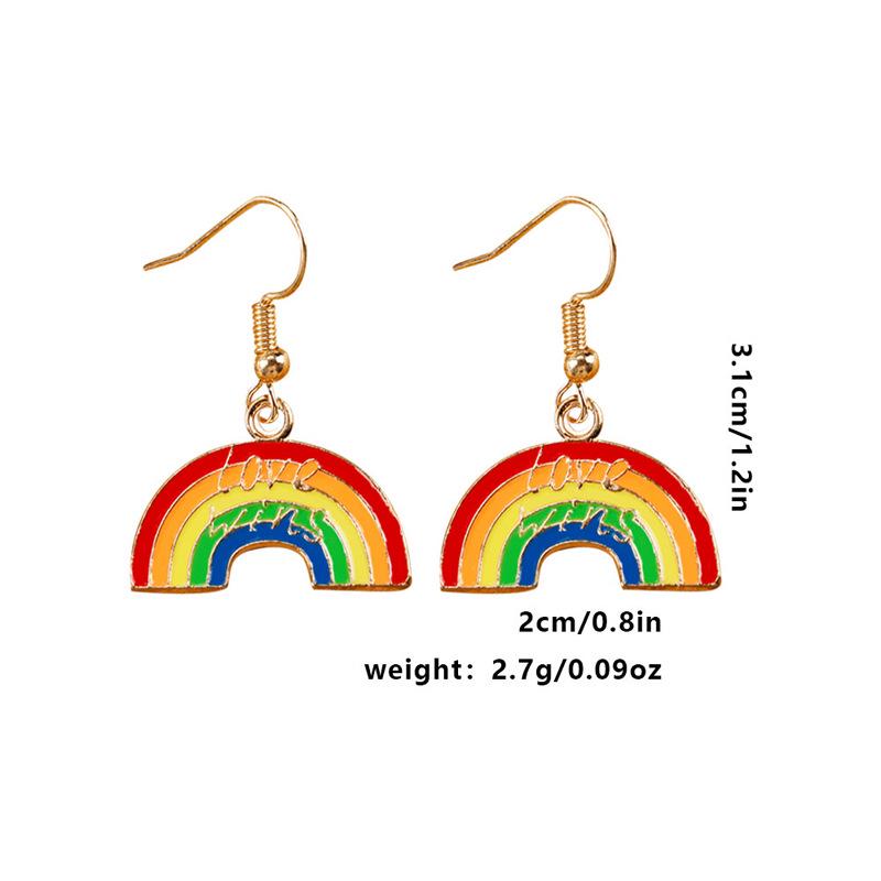 Colorful Alloy Rainbow Flag Love Earrings
