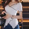 Oversize Vneck T Shirt With Asymmetric Design And Embroidery For Women