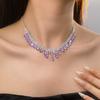 Water Drop Rhinestone Jewelry Set Inlaid Crystal Necklace Set Tassel Necklace Earrings Set  Bridal