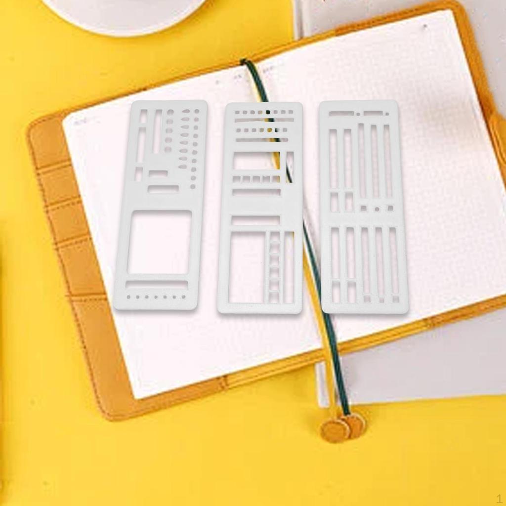 3 Pieces Journal Stencils Handmade Planner Stamps Lists Diary Notebook Painting Crafts DIY Reusable