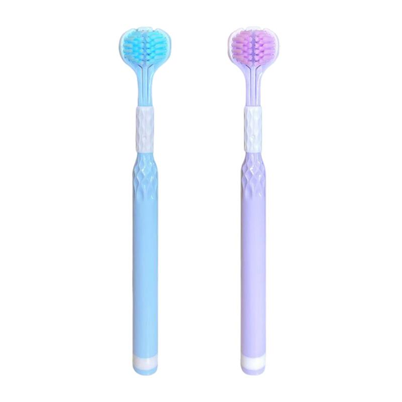 Трехсторонняя зубная щетка с мягкой щетиной, вращающаяся на 360 градусов, безопасная зубная щетка для ухода за полостью рта, глубокая чистка зубов, портативная дорожная зубная щетка для ухода за полостью рта