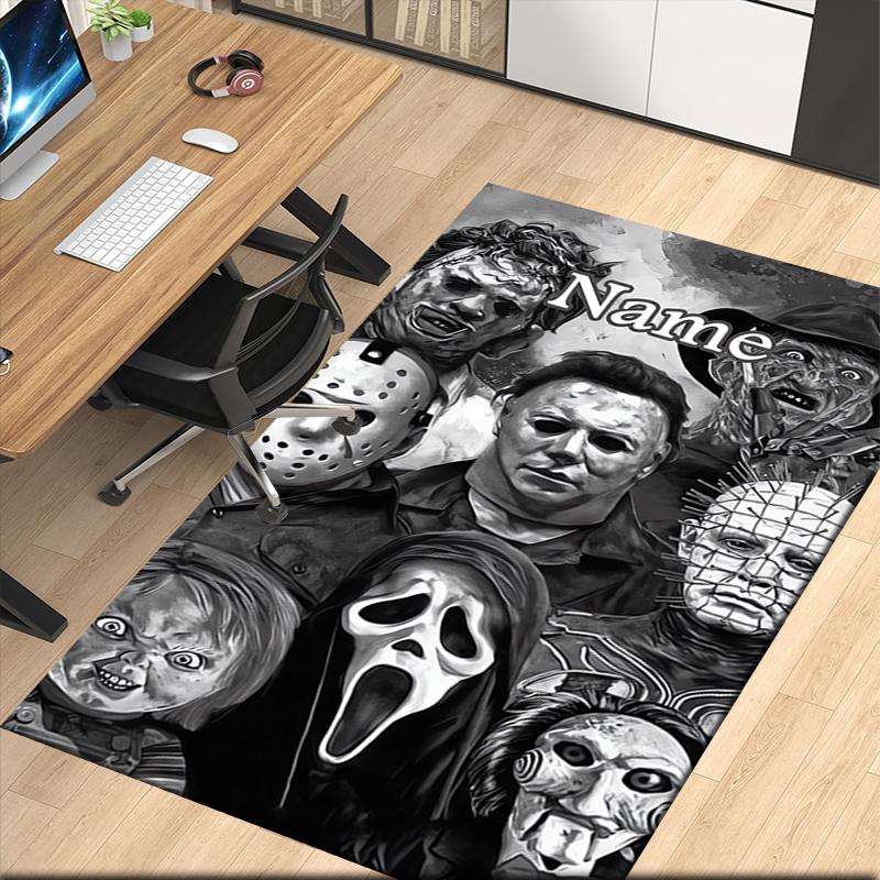 Custom Name Halloween horror Printed Carpet, for Office Chair Living Room Bedroom Kitchen Room Decor Gifts.