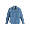 Levis Однотонная Свободная Однобортная Джинсовая Рубашка с Длинным Рукавом и Квадратным Вырезом Женские Рубашки Светло-Синий 86832-0018