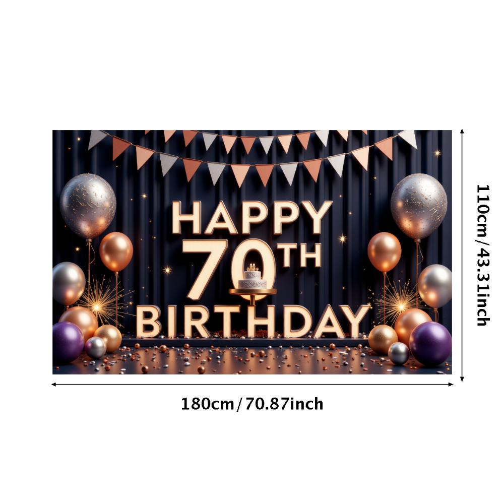 Фон для вечеринки Украшение для торта Декор на день рождения Баннер на 70-летие Красочная гирлянда Баннер для празднования юбилея Для вечеринки