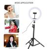 DC5V 7W LED Light Round Selfie Camera Lamp with Telescopic Tripod USB Powered Operated 10 Levels Adjustable Brightness Dimmable/