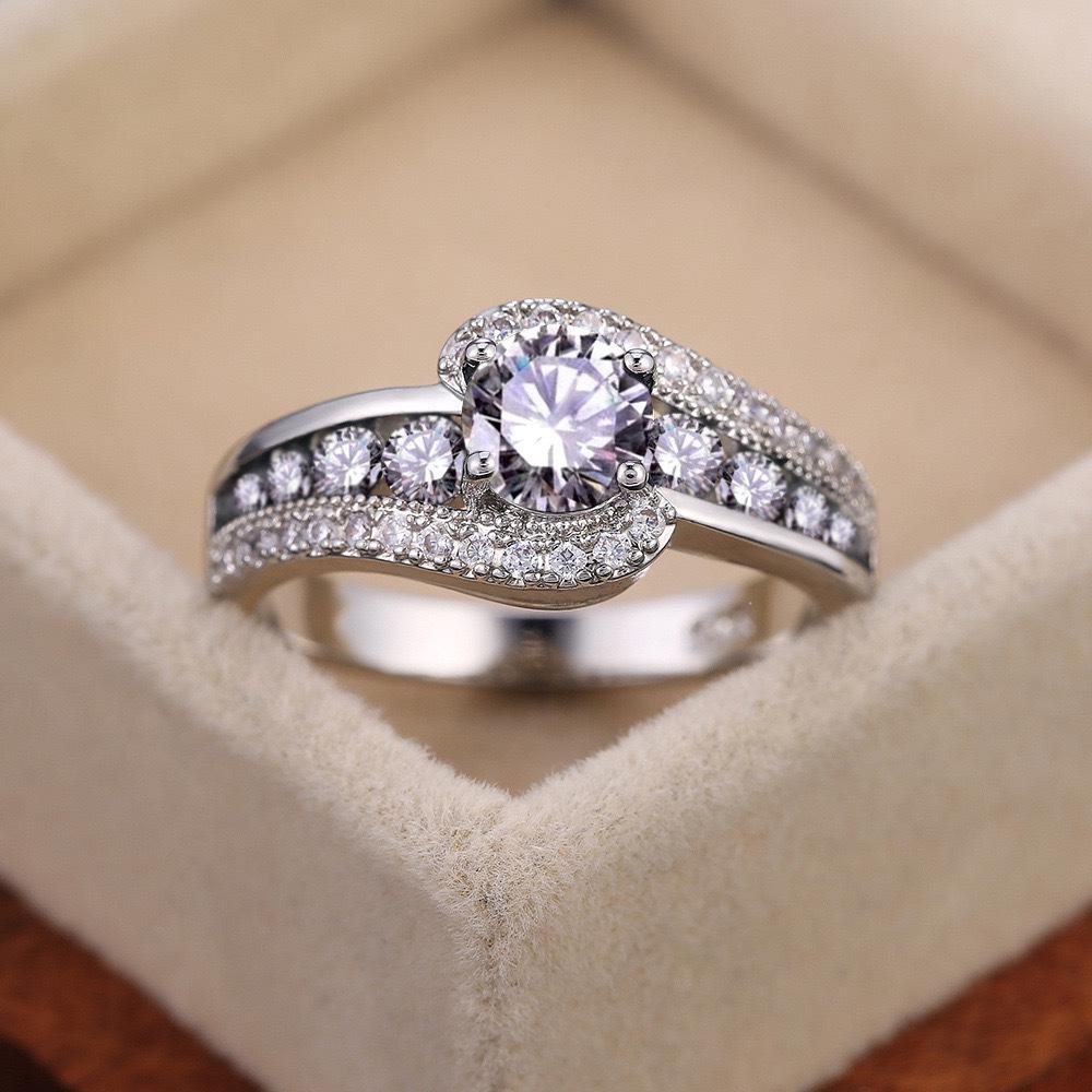 Кольцо Huajie Black Zircon Ring - Модное офисное женское праздничное украшение в подарок