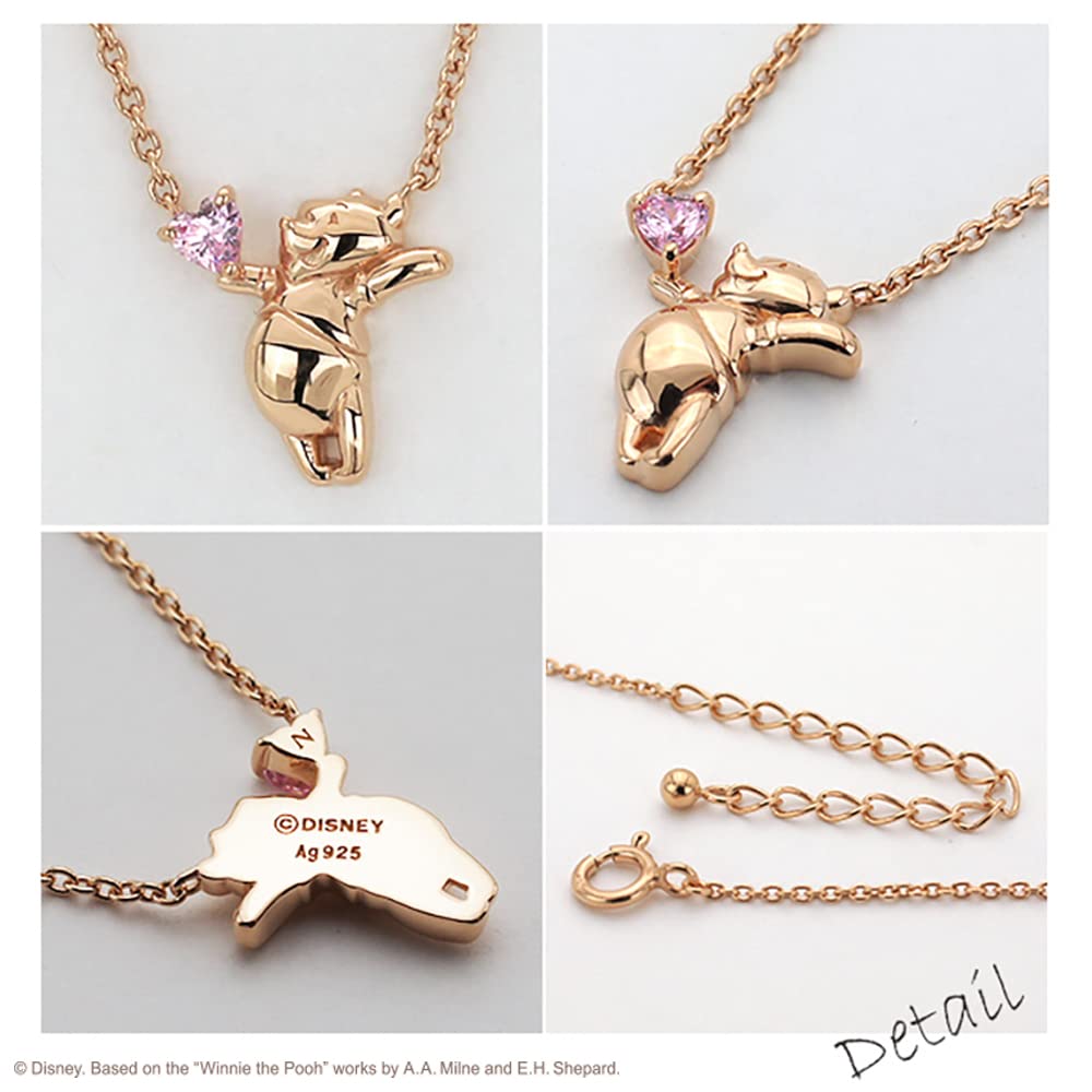 Серебряное ожерелье с подвеской в виде сердца с розовым золотом и кубическим цирконием Винни-Пух VPCDSW0054 [Disney]