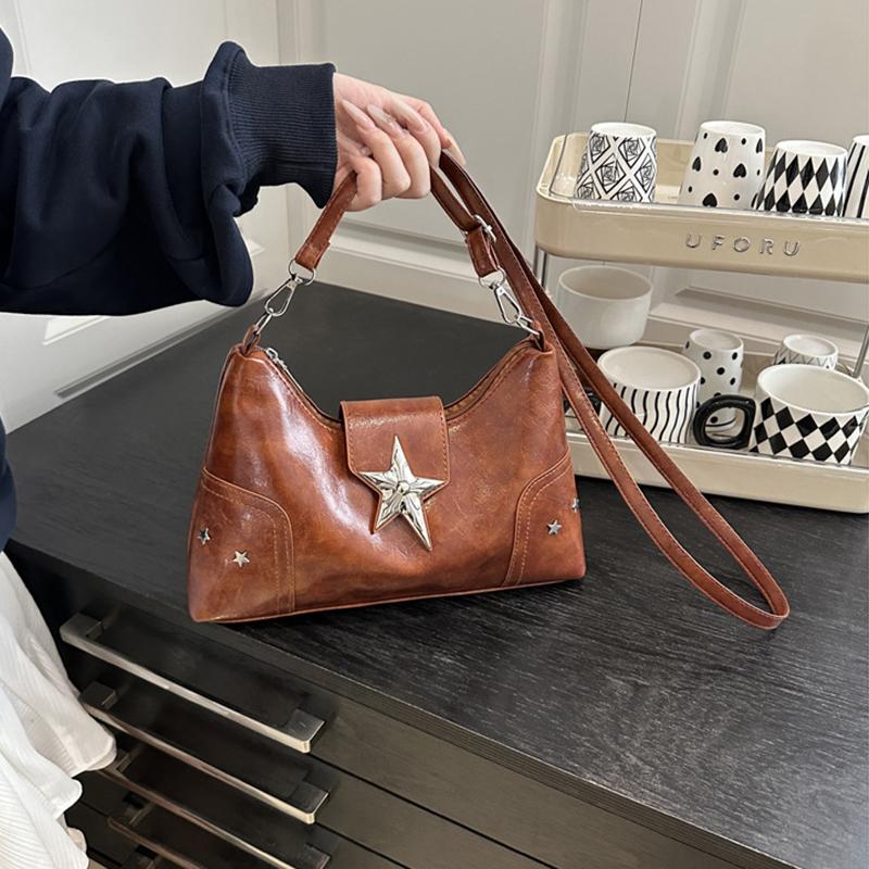 Женская сумка на плечо из ПУ с декором в виде звезд, шикарная сумка-хобо, вместительная модная сумка кроссбоди, однотонная милая сумка под мышкой AVE