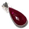 Ruby(Simulated) Gemstone Handmade 925 Sterling Silver Gift Pendant 2.96" m4H73