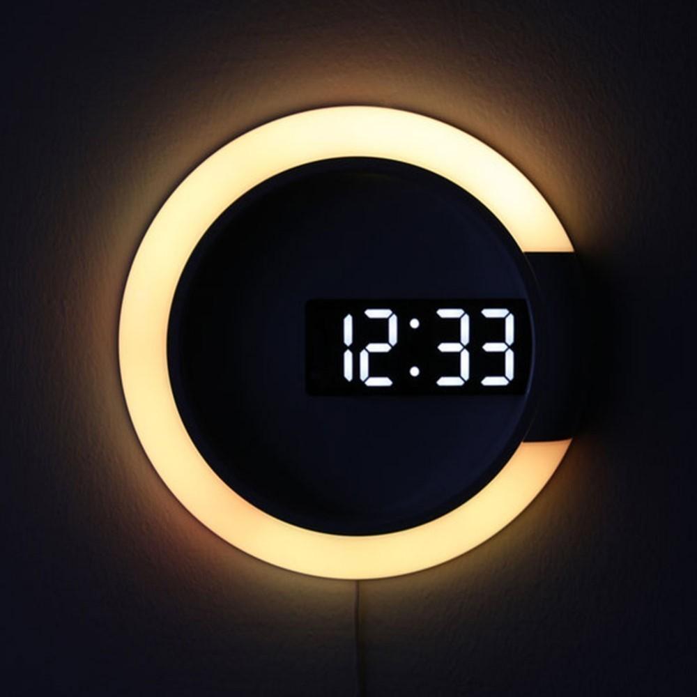 3D LED Digital Table Clock Alarm Mirror Hollow Wall Clock Modern Design Nightlight For Home Living Room Decorations