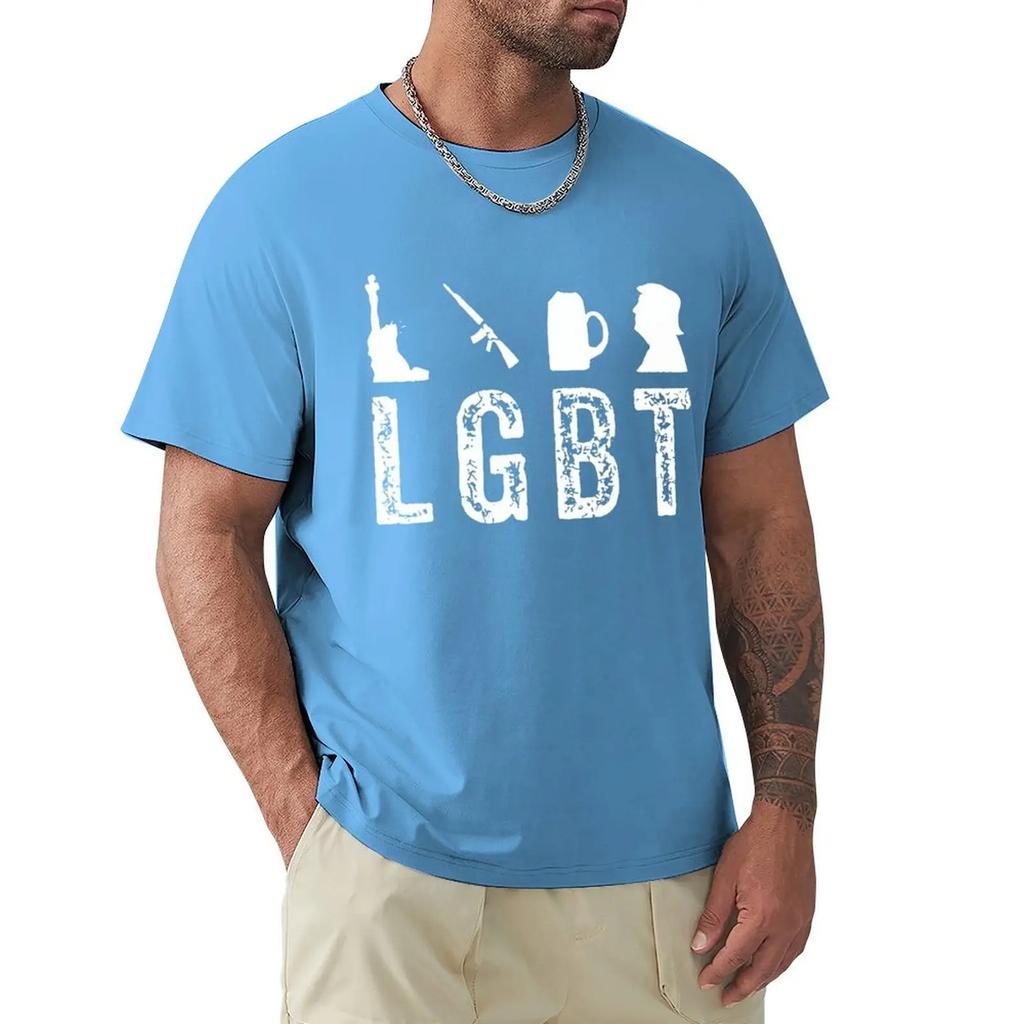 LGBT Liberty Guns Beer Trump Funny Inspired T Shirt Harajuku Short Sleeve T-shirt 100% Cotton Graphics Tshirt Tops